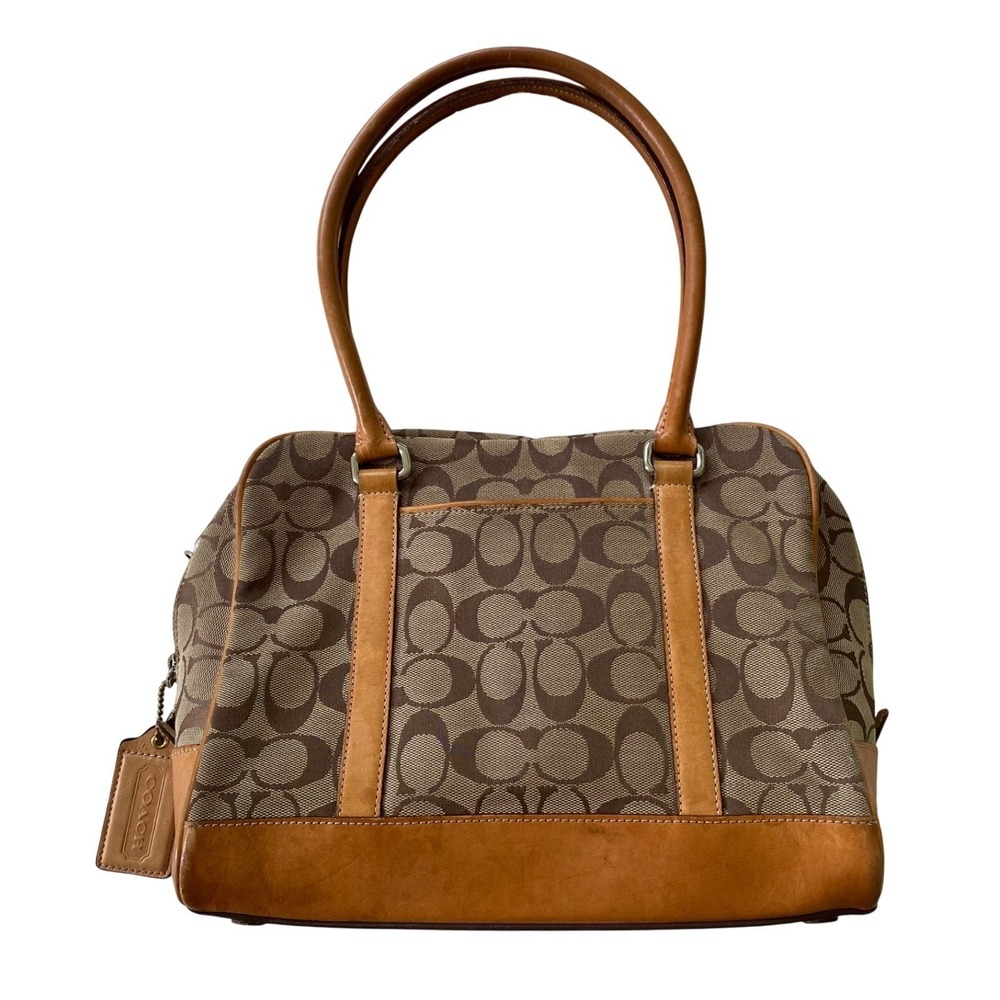 Vintage Coach Signature Shoulder Bag 6097 Khaki Brown Jacquard Satchel Y2K